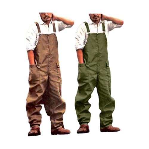 Combinaison de travail ample à bretelles en polyester marron XL - 8