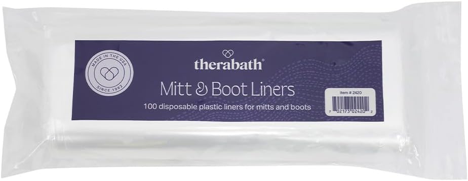 Therabath Disposable Mitt and Boot Liners, for Arthritis and Skin Therapy, Paraffin Wax Liners for Hands and Feet, Use with Insulated Mitts and Boots, for Home and Spa, Made in the USA, 100 Count