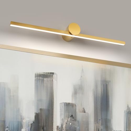 Image of ZitoStory Battery Operated Picture Light for wall with Remote,Minimalism Wireless Dimmable Art Lights for Paintings Rechargeable Gallery Light Artwork Lighting for Canvas, Portrait (Gold,23'' Inch)
