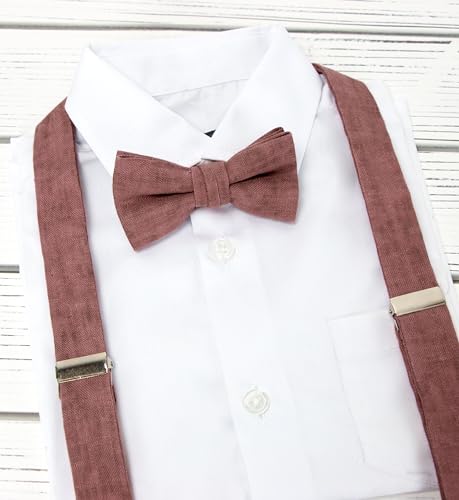 Spring Notion Boys' Mottled Linen Suspenders and Bow Tie Set2