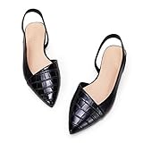 LAICIGO Womens Slingback Flats Closed Pointed Toe Animal Print Low Heel Shoes Slip On Comfortable Sandals