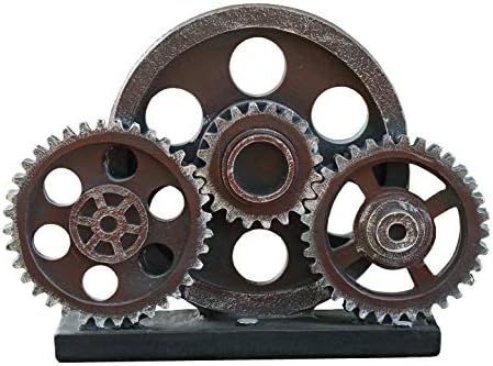 Industrial Steampunk Gear Train Figurine, Cog Wheel Statue, Resin...