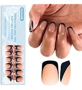 Dsixnails Deep French Gel Nail Tips, 150pcs Short Brown Black French Tip Press on Nails, 3 in 1 P...