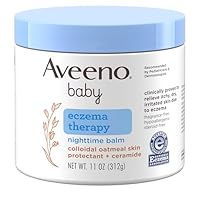 Aveeno Baby Eczema Therapy Nighttime Body Balm, Moisturizing Eczema Treatment, Ceramides, Triple Oat Complex, Soothes Dry, Itchy Skin, Hypoallergenic, Fragrance & Steroid Free, 11oz