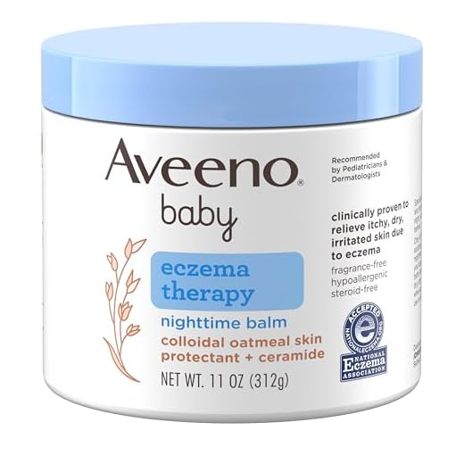 Aveeno Baby Eczema Therapy Nighttime Moisturizing Body Balm, Colloidal Oatmeal & Ceramide, Soothes & Relieves Dry, Itchy Skin from Eczema, Hypoallergenic, Fragrance- & Steroid-Free, 11 oz