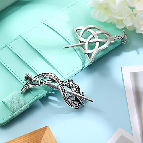 Willbond WILLBOND-793338 2 Pcs Celtic Knot Dragon Hairpins - Viking Triangle Hair Clips And Slides In Jewelry Style thumb #3