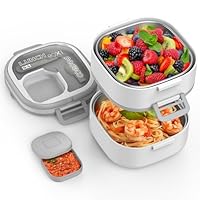 PEDECO Double-Layer Bento Lunch Box for Kids & Adults with Removable Stainless Steel Dividers,Dressing Container,BPA-Free,Dishwasher Safe - Includes Utensil,(White,Non-Insulated)