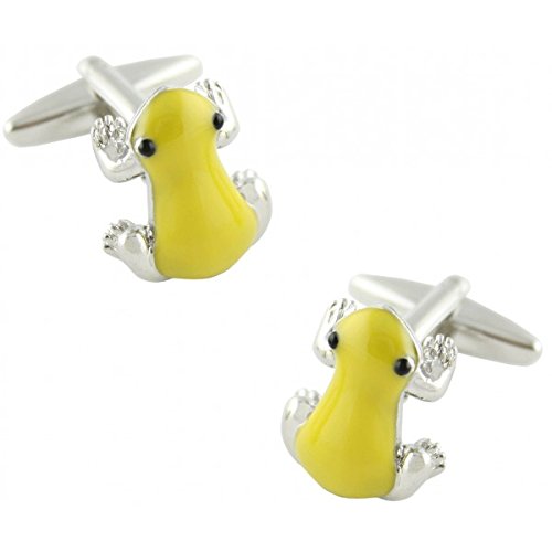 Gemelos de rana amarilla para camisas de hombre y accesorios de puño elegantes