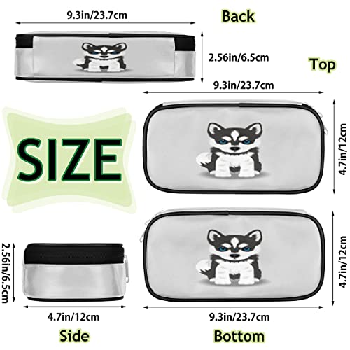 Image of Pardick Husky Dog Big Capacity Pencil Pen Case Cute Dog Large Pencil Pouch with Zipper Compartments Pencil Bag for Boys Girls Adults Student Office School Supplies
