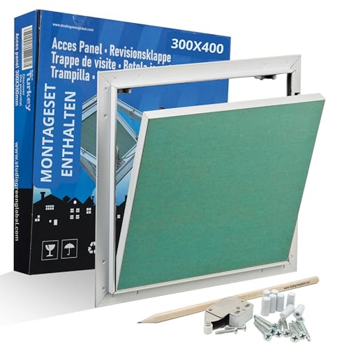 Preisvergleich Produktbild Revisionsklappe 30x40 cm - flächenbündige & überstreichbare / Revisionstür mit Dichtung / 300x400 mm Wartungsöffnung für Trockenbau / Push-to-Open / für 12,5 mm Gipskarton / Aluminiumrahmen / für Wand & Decke