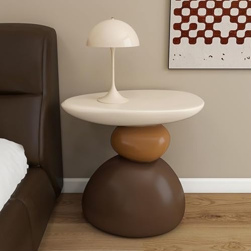 GRIPITHPY Stone Shaped Resin Bedside Table, Modern Creative Stacked Stone