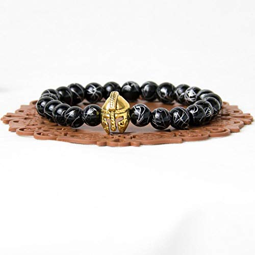 CXKNB Bracelet Antique Hommes Guerrier Romain Gladiator Spartan Casque Bracelet Perlé Onyx Pierre Bracelets Cover