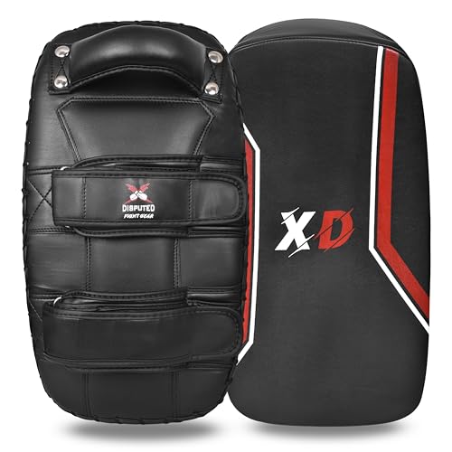 X Disputed Fight Gear Thai Kick Pad, Professional Muay Thai Strike Shield Heavy-Duty Training Equipment MMA Kickboxing Workout Kick Shields 1x (Black (A01))
