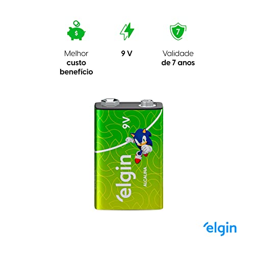 Bateria Alcalina Elgin com 1 unidade 9V Pilha