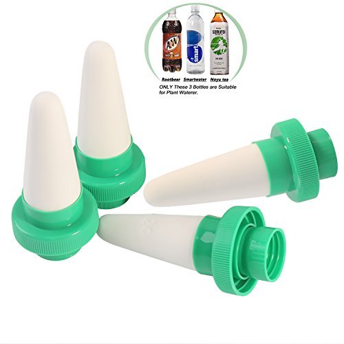 Vacation Plant Waterer,Set of 4 Ceramic Watering Stakes,Automatic Self Watering Spikes Probes Kits for Flower and Drip Irrigation,Indoor,Outdoor.Use Plastic Rootbeer,Noyu Tea Bottle - Most Easy-Use
