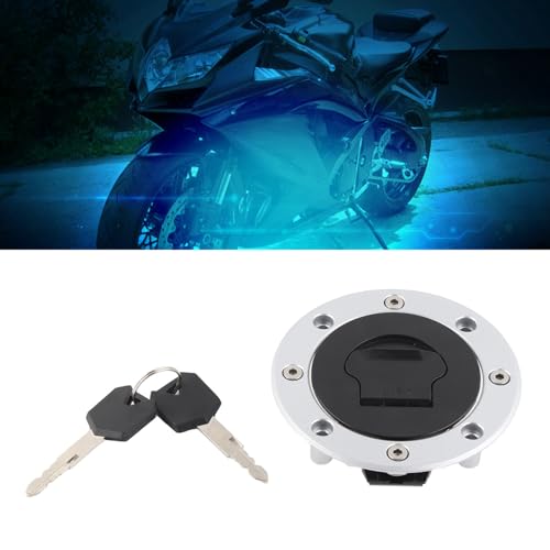 Image of Motorcycle Gas Tank Cap with 2 Keys, Anti-Theft Fuel Cap Cover Fits SV1000 SV650, Z1000 Z750 Z600, CBR1000RR CBR600RR CBR650F, FZ1 FZ6 FZ8 (Silver)
