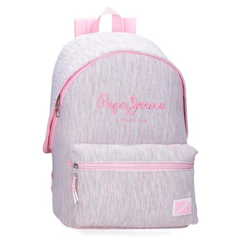 Sac à dos rose Pepe Jeans Miri contre le mal de dos avec plusieurs poches