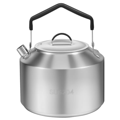 Stainless Steel Tea Kettle, Camping Kettle with Anti Scald Handle, Stainless Steel Portable Camp Tea Coffee Pot, Premium Stainless Steel Metal Stove Kettle for Travel Outdoor Activity. (1.5L)