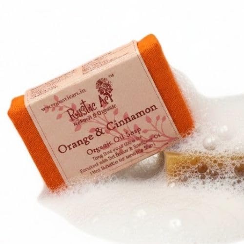Rustic Art Orange & Cinnamon Soap | Removes Tan & Dead Skin | Turmeric & Sal Butter | Handmade Organic | For Women & Men | 100g-picture-12