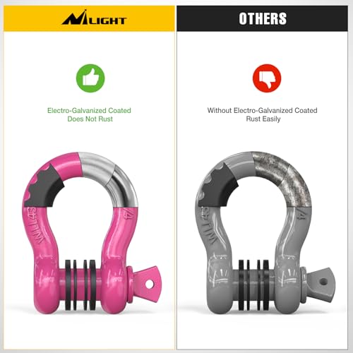 Image of Nilight 2 Pack 3 /4 inch D-Ring Shackle with 7 /8 inch Screw Pin 41,887lbs Break Strength, Heavy Duty Off Road Recovery Shackle with Isolators Washers for Use with Tow Strap, Winch, Off-Road Truck Vehicle