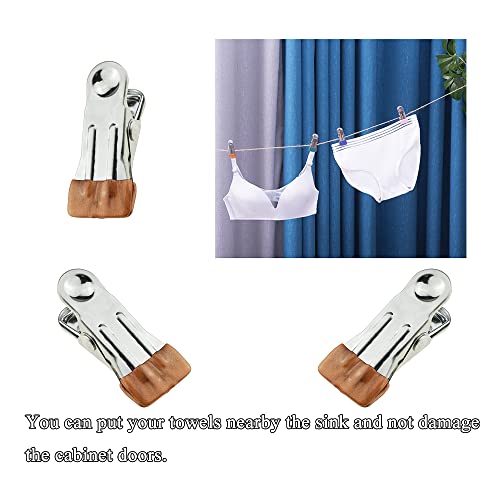 Image of Hahiyo Stainless Steel Clothespins Sock Clip Laundry 2.2inch Length with Spring Strong Grip Windproof Easy Pinch Hang Handy Save Space Not Damage Leave Pinch Mark for Clothesline Towel Gold 7PCS