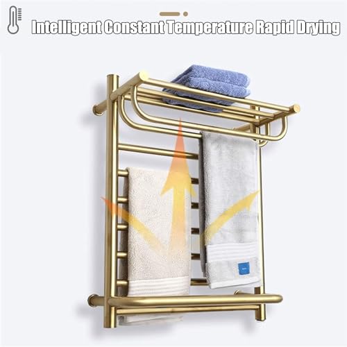 Chauffe-serviettes avec étagère supérieure design chic et finitions or - 3