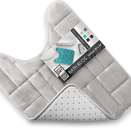 Clara Clark Bathroom Contour Rug, Ultra Soft Non Slip and Cozy, Velvet Memory Foam Toilet U-Shaped Bath Mat, 20 x 24, Tiled - Silver by Clara Clark - Used condition - US$9.93