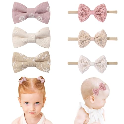 3 Stück Baby Kopfbedeckung, Neugeborene Bogen Haarbänder, bedruckte Haarspangen, Baby Haarbänder Haarspangen