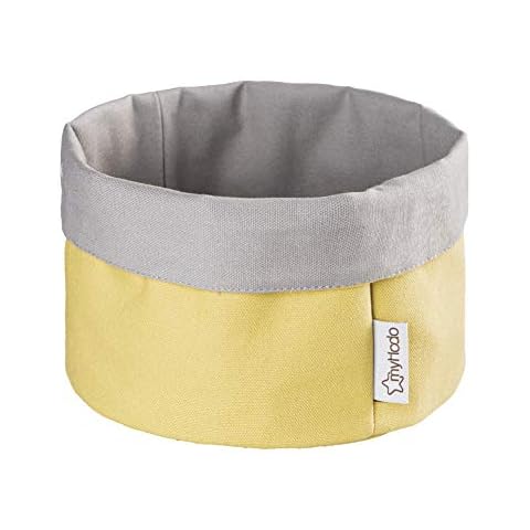 myHodo Brotkorb Stoff (20cm), Vielseitige Brotkörbchen zur Aufbewahrung von Brot und Brötchen, 2-in-1 Design, 100% Baumwolle, Brötchenkorb Modern, Bread Basket, Aufbewahrungskorb, Brot Korb (Gelb) Cover