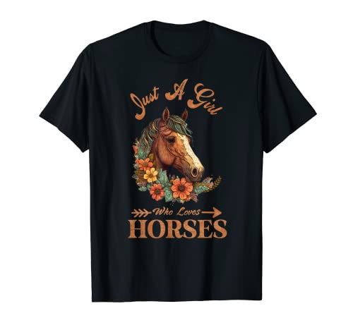 Vintage Retro Just A Girl Who Loves Horses Horseback Riding Camiseta