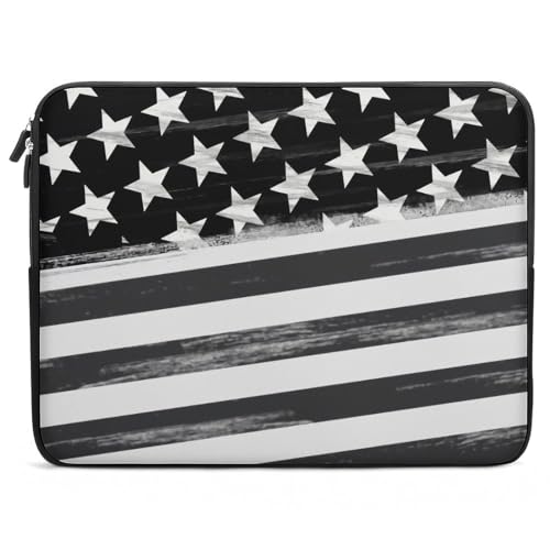 Funda para laptop con bandera americana negra, varios tamaños