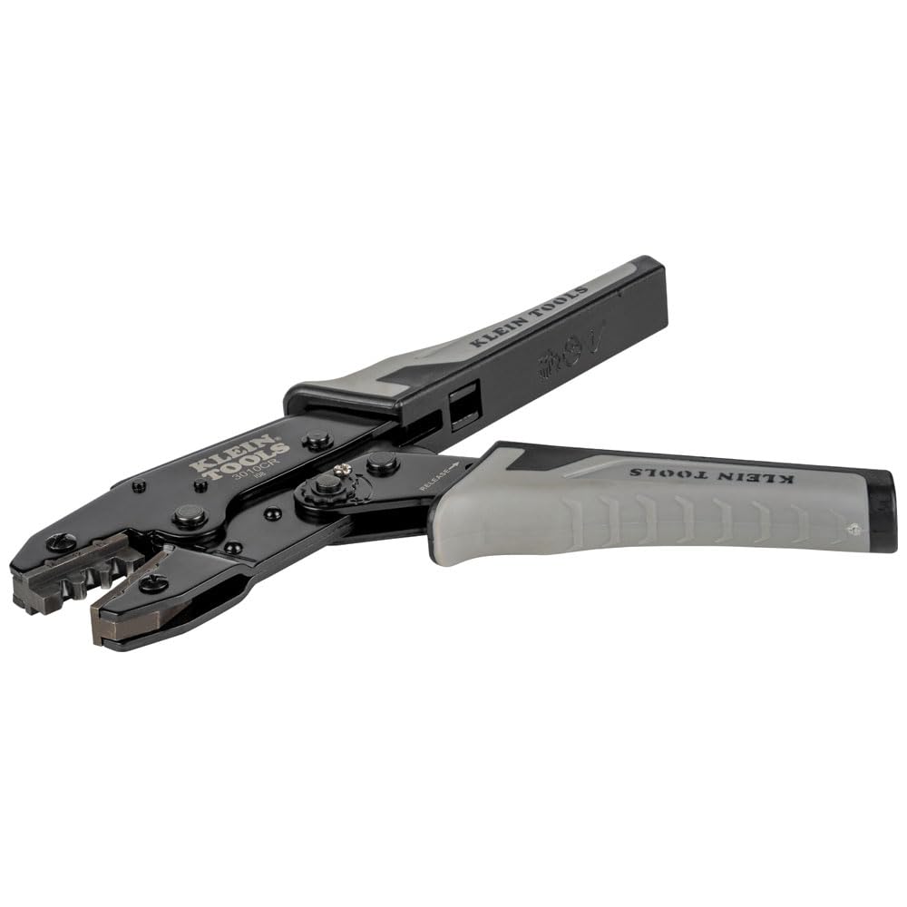 Klein Tools 3010CR MC4 - Crimpadora solar de trinquete para conectores fotovoltaicos de alambre de cobre trenzado de 10-14 AWG