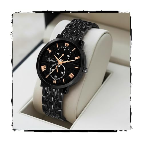 Image of STYLEDOSE Women's Luxury Black Analog Watch - Rose Gold Roman Numerals with Stylish Metal Chain Strap Wrist Watches for Women's & Girls&Miss&Ladies