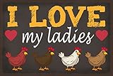 Metall Schild 20x30cm gewölbt Hühner i love my ladies Deko Blechschild Gift Tin Sign