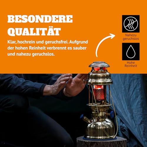 Petromax Alkan Lampenöl - gereinigtes Petroleum für Öllampen - geruchlos, rußfrei und raucharm - für alle gängigen Petroleumlampen - Flasche mit Kindersicherung - 1 Liter 3