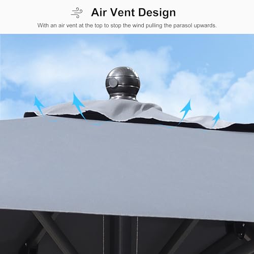 Image of PURPLE LEAF Outdoor Market Umbrella 10' x 10' Square Gray 8 Metal Ribs Pool
