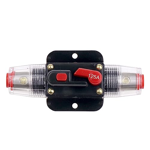 Image of ZOOKOTO 12V-24V DC 125A Car Audio Inline Circuit Breaker Reset Fuse Holder 125amp Fuse Inverter for Stereo Switch System Protection