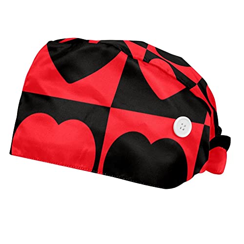Chapeau de soins réglable rouge et noir lot de 2 casquettes de travail