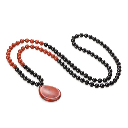 COAI Thumb Worry Stones Necklace for Men Women, Handmade 108 Mala Beaded Necklace for Women Men 8MM