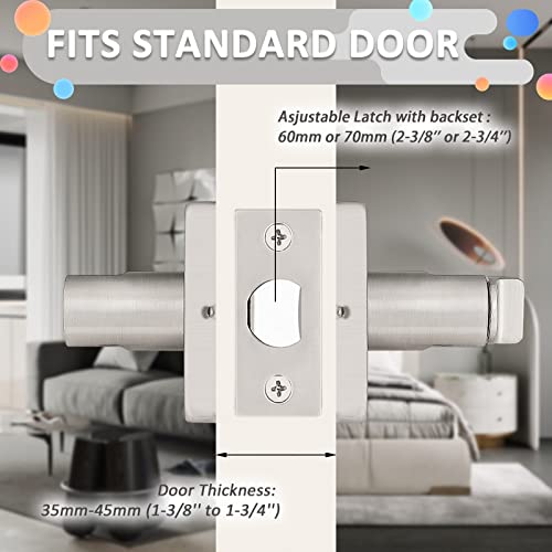 Probrico (6 Pack Square Door Lever Interior Bedroom Or Bathroom Lever Door Handle, Privacy Door Lever In Satin Nickel,With Locking Keyless Lever For Right & Left Sided Doors Heavy Duty #TOP1