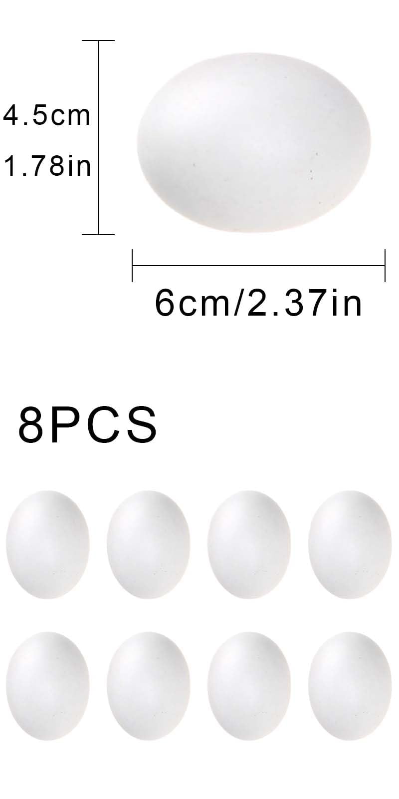 8 Piezas Huevos Falsos de Madera, Huevos Artificiales de Madera, Huevos Falsos Artificiales, Huevos de Madera Artificiales, Huevos de Madera, promueven la Puesta de Huevos (Blanco)