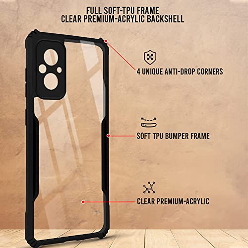 Image of Jkobi Back Cover Case for Xiaomi Redmi 11 Prime (Crystal Glass Back | Shockproof Bumpers | Professional Black)