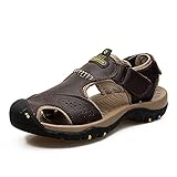 cexoo Men's Orthopedic Support Non-Slip Sport Sandals Lightweight Trail Hiking Leather Sandals Summer Hollow-Out Sandals (Dark Brown,8.5)