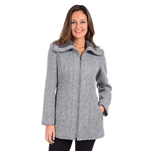 Fleet Street Ltd. Women's Full Zip Front Wool Blend Tweed Jacket