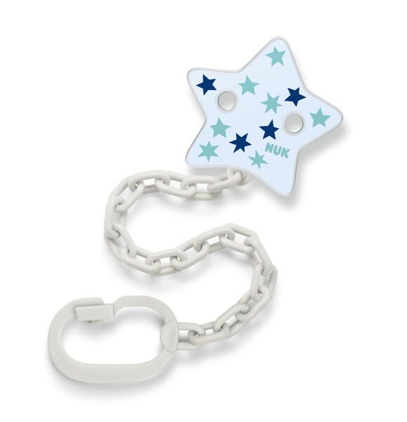Clip Porta-ciuccio Azzurra Con Stelle Bianche: Fissaggio Sicuro Con Velcro Per Ciuccio, Regalo Nascita