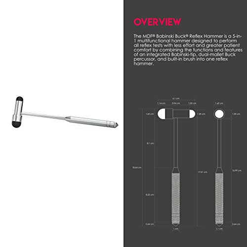 MDF Babinski Buck neurologischer Reflexhammer mit eingebautem Pinsel für Hautreflexe und Oberflächenreaktionen - Marineblau (MDF515BT-04)