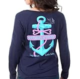 Southern Attitude Salty Rope Anchor Navy Blue Long Sleeve Shirt (Medium)