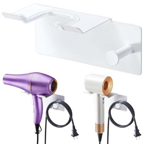XILIMOR Porte Seche Cheveux Mural, Support Seche Cheveux Adhésif, Accroche Seche Cheveux Métal, Support Seche Cheveux sans Percage pour Hôtel, Salle De...