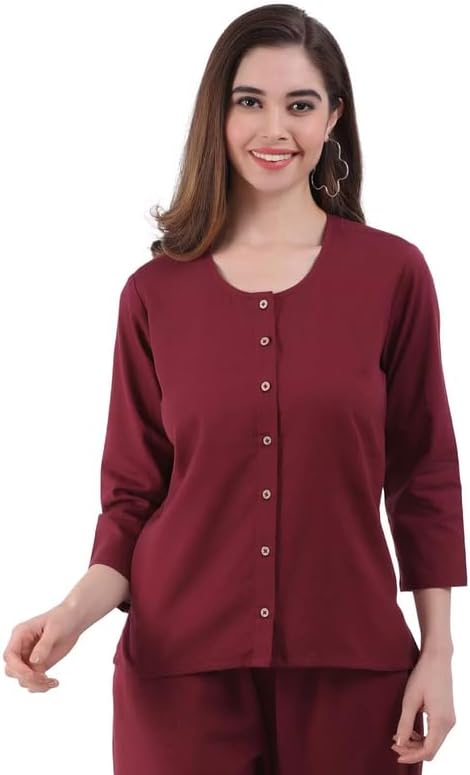 MriMa Women Pure Cotton Yoga Top with Pant set 3/4 Sleeve | Breathable comfortable Regular wear For Ladies & Girls