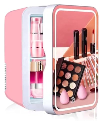 Mini Fridge,Skincare Fridge, Skincare Fridge with LED Mirror AC/DC Portable Thermoelectric Cooler and Warmer for Skincare 8L Compact Mini Refrigerator(Pink)